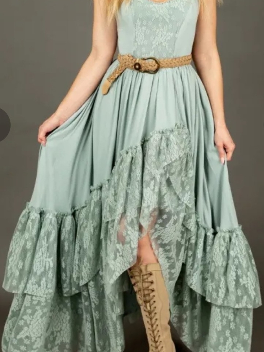 Joyfolie Cristelle Dress In Muted Sage Color